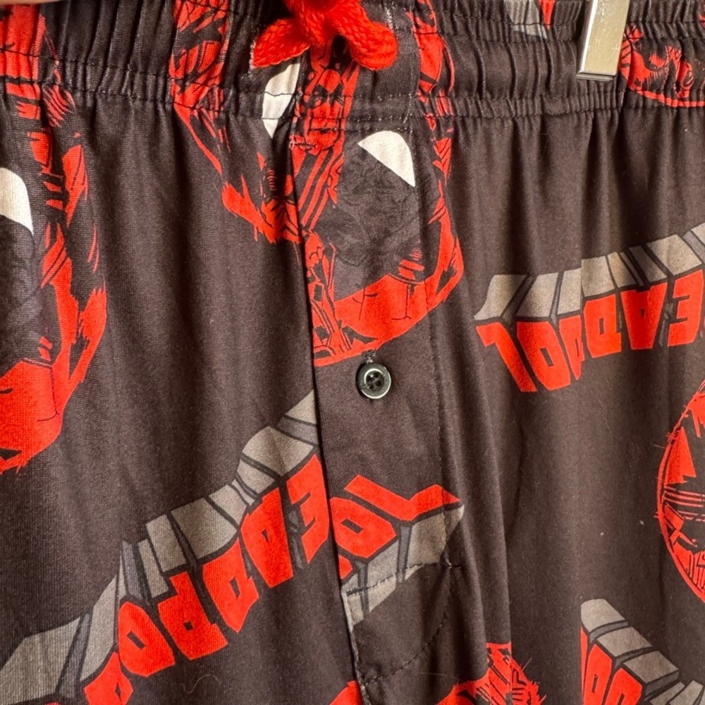 Marvel Deadpool Sleep Pants Black Red Logo Graphic Pajama Bottoms Mens Small - Picture 5 of 12